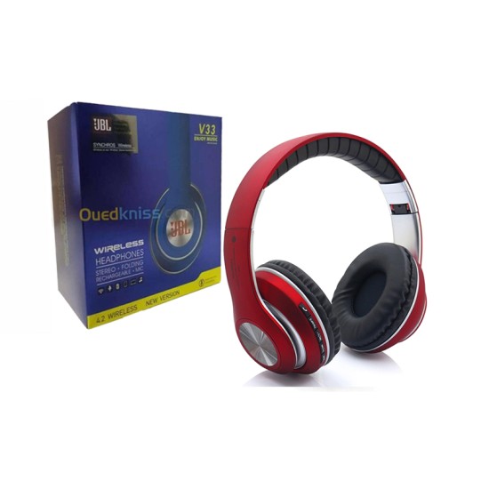 WIRELESS BLUETOOTH HEADPHONE V33 TF CARD/FM RADIO RED WIRELESS BLUETOOTH HEADPHONE V33 TF CARD/FM RADIO RED